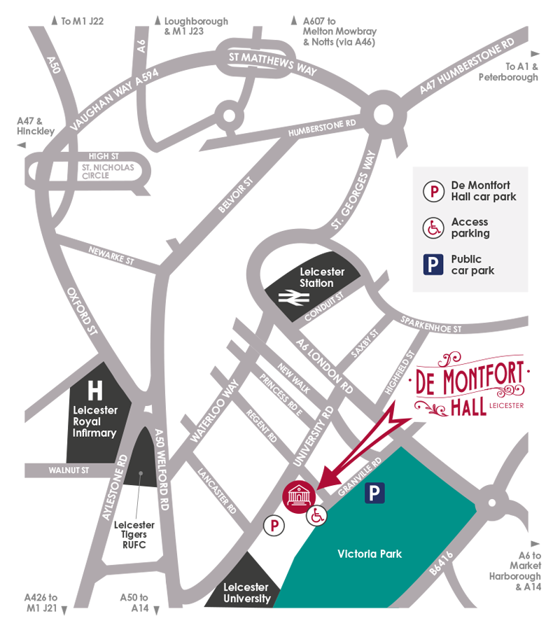 Getting to De Montfort Hall - map